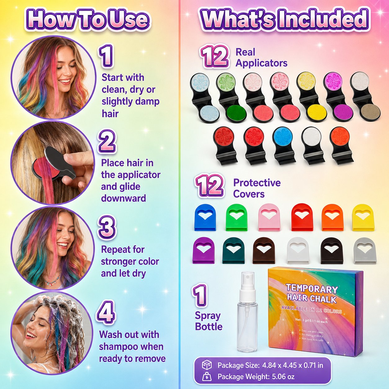 Last Day 50% OFF - 12-Color Temporary Hair Chalk Applicator Set