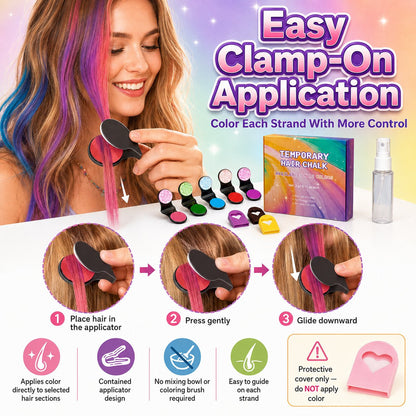 Last Day 50% OFF - 12-Color Temporary Hair Chalk Applicator Set