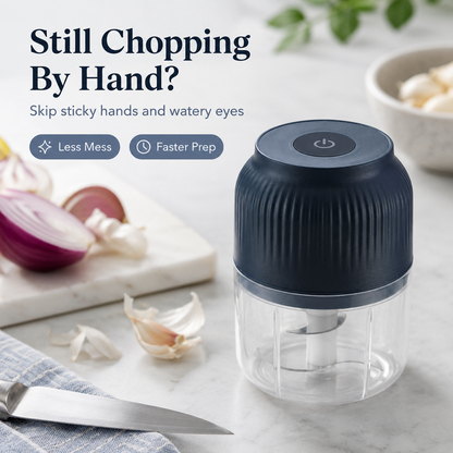 Electric Food Shredder, 4 Sharp Blades，Portable Veggie Chopper, 300ML