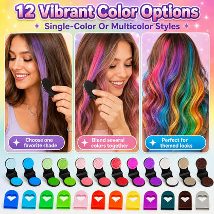 Last Day 50% OFF - 12-Color Temporary Hair Chalk Applicator Set