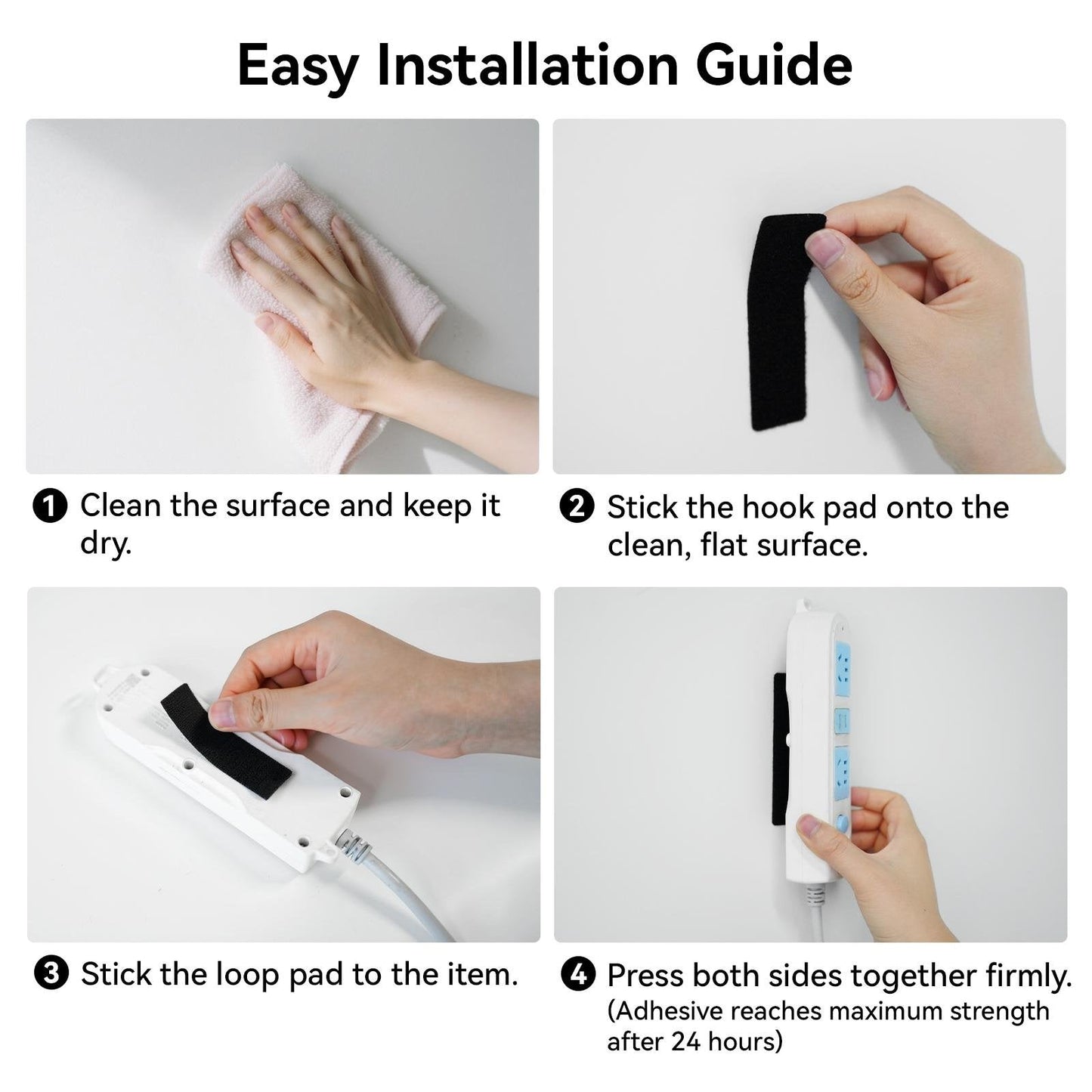 Heavy Duty Hook and Loop Strips, Double Sided Reusable Adhesive Mounting Tape for Wall Hanging, Picture Frames, Cable Organizer, DIY Home Use