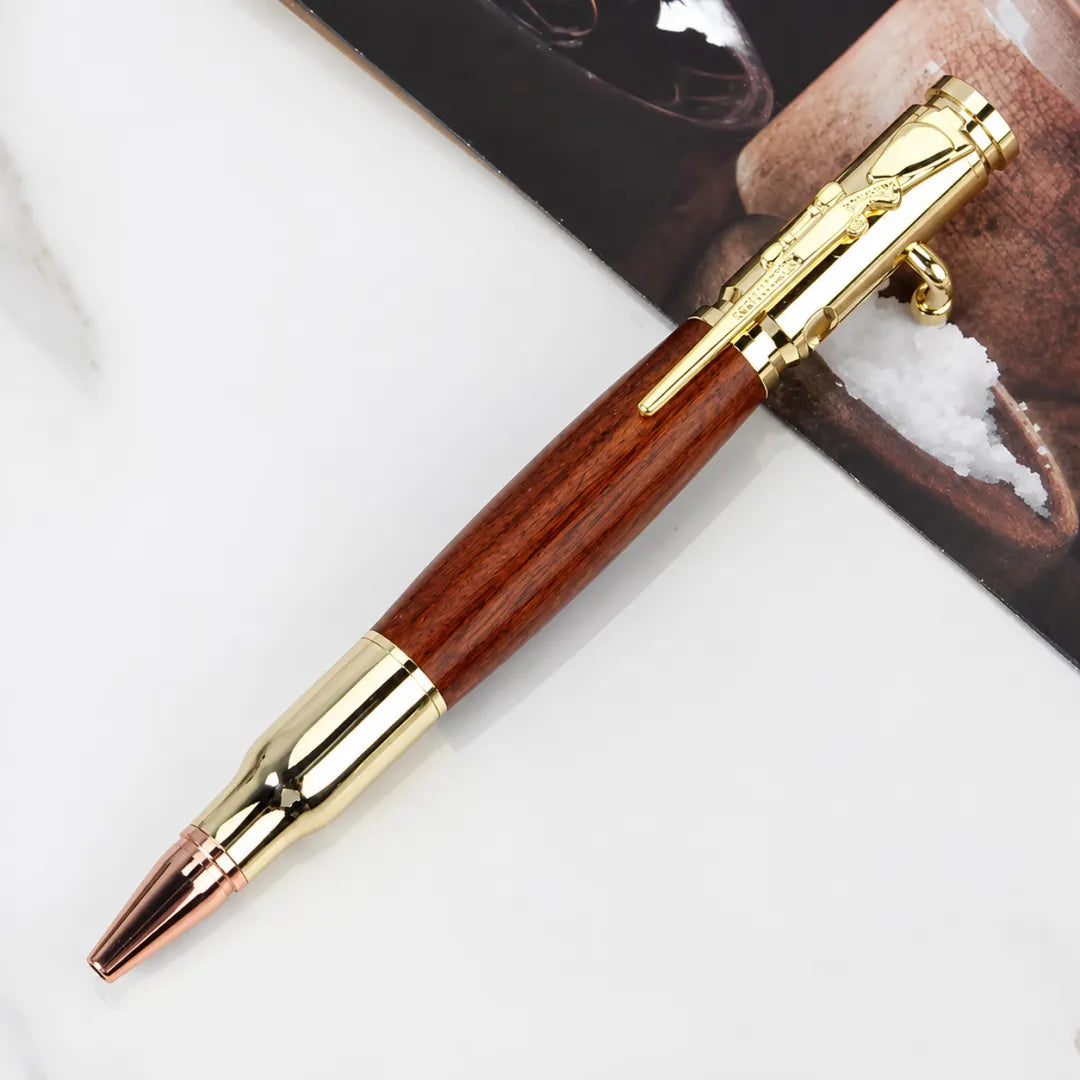 🖊Handcrafted by Jake Wilson🖊 Bolt Action Wooden Bullet PenTM | Crafted From Real Wood & Bullet Casing
