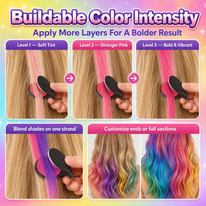 Last Day 50% OFF - 12-Color Temporary Hair Chalk Applicator Set