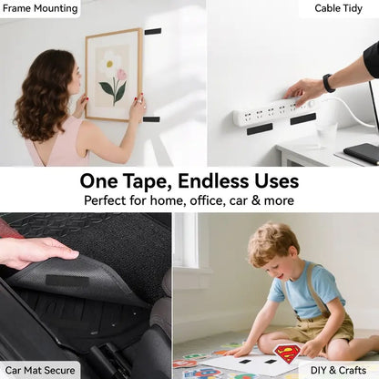 Heavy Duty Hook and Loop Strips, Double Sided Reusable Adhesive Mounting Tape for Wall Hanging, Picture Frames, Cable Organizer, DIY Home Use