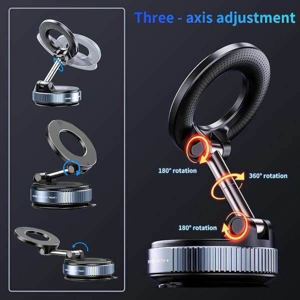 Universal Foldable Magnetic Car Mount - Strong N52 Magnet, Works with All Smartphones