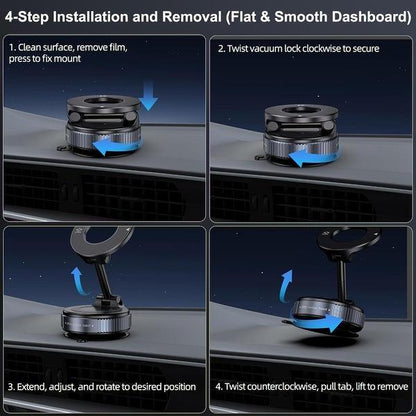 Universal Foldable Magnetic Car Mount - Strong N52 Magnet, Works with All Smartphones
