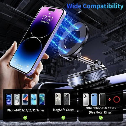 Universal Foldable Magnetic Car Mount - Strong N52 Magnet, Works with All Smartphones