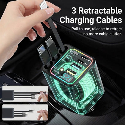 🚗7-in-1 360° Rotating Smart Car Charging Hub with Galaxy Star Light