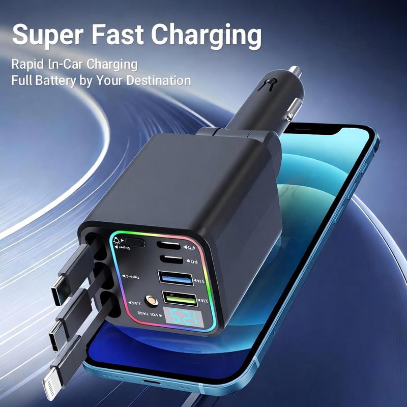 🚗7-in-1 360° Rotating Smart Car Charging Hub with Galaxy Star Light