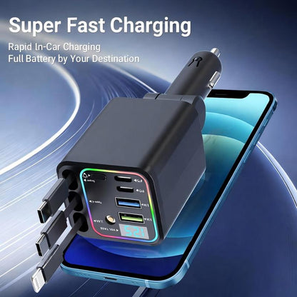 🚗7-in-1 360° Rotating Smart Car Charging Hub with Galaxy Star Light