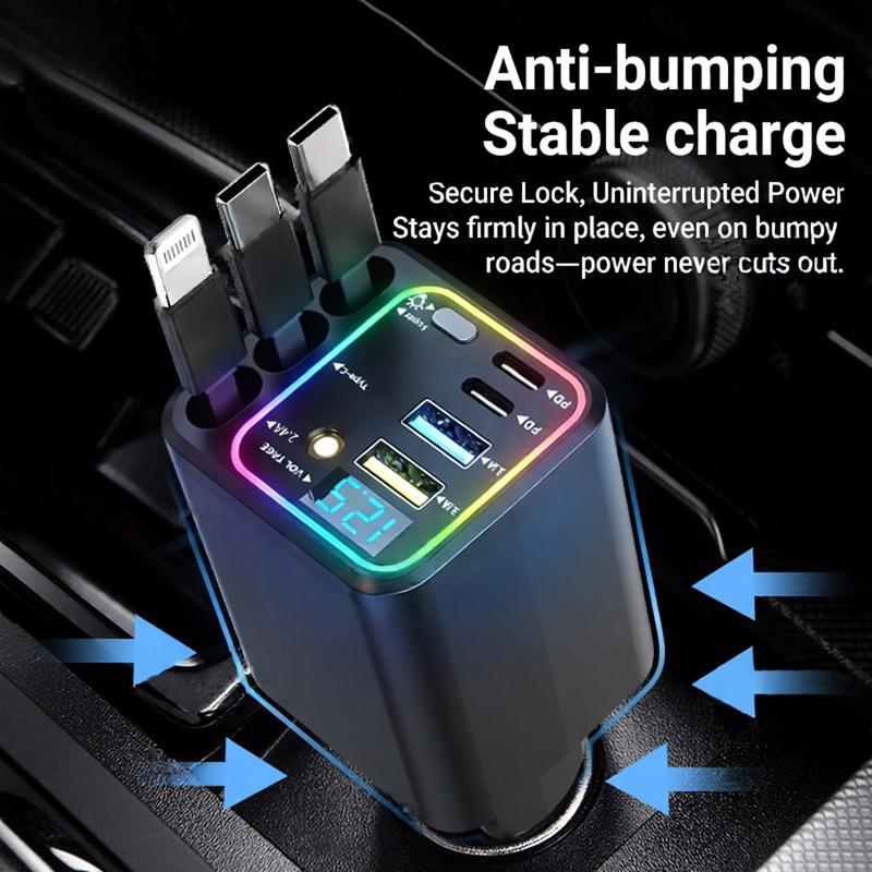 🚗7-in-1 360° Rotating Smart Car Charging Hub with Galaxy Star Light