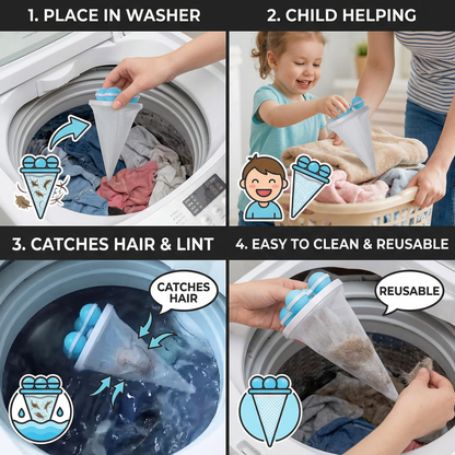 🧺 Washing Machine Lint Filter- Floating Laundry Filter for Hair, Lint & Fabric Fibers