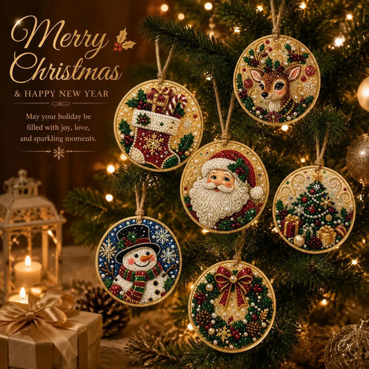 Christmas DIY Diamond Painting Ornaments Kit 6Pcs – Sparkling Holiday Craft Set
