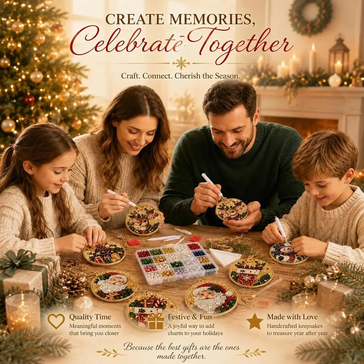 Christmas DIY Diamond Painting Ornaments Kit – Sparkling Holiday Craft Set