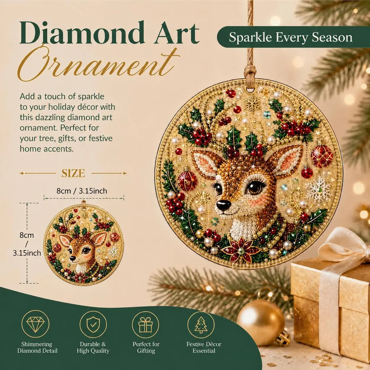 Christmas DIY Diamond Painting Ornaments Kit – Sparkling Holiday Craft Set