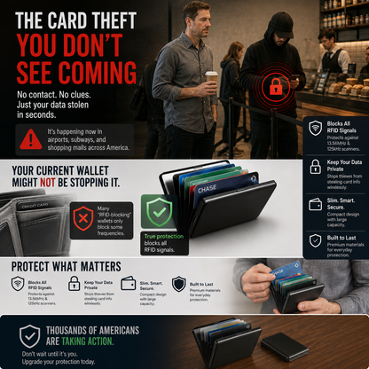 RFID Blocking Metal Card Holder, Ultra Slim Stainless Steel Business Credit Card Case 💳