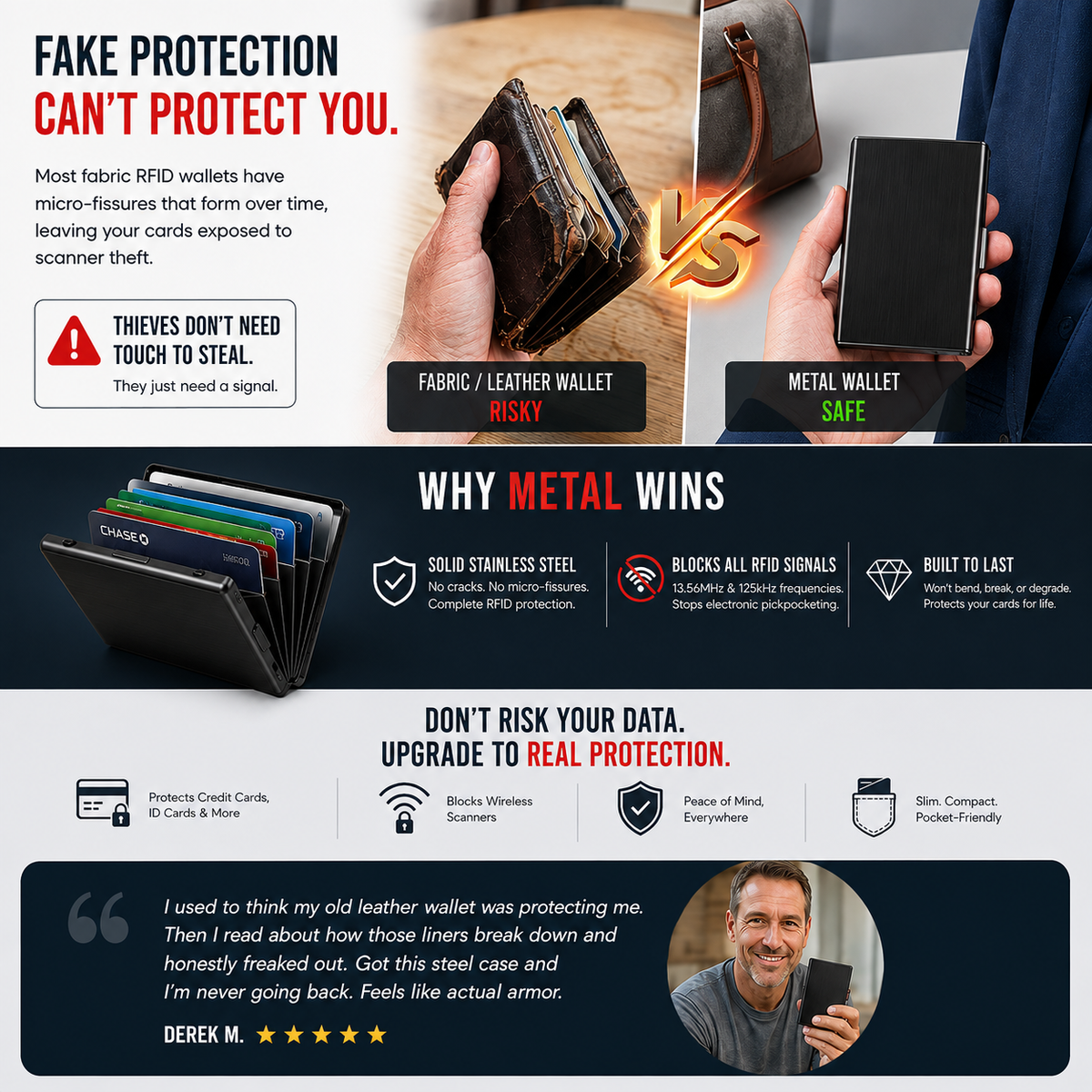 RFID Blocking Metal Card Holder, Ultra Slim Stainless Steel Business Credit Card Case 💳