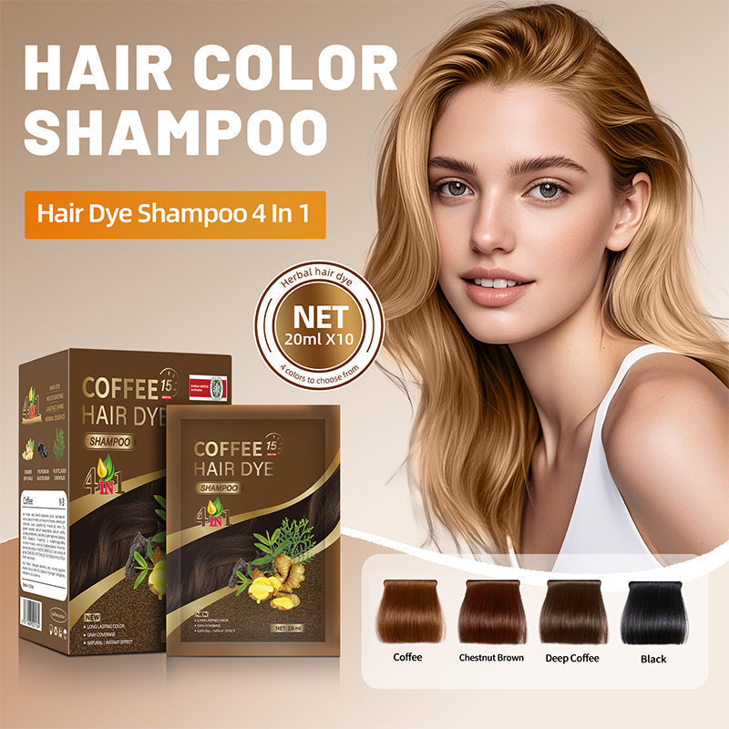 2026 HOT SALE💞50K+ SOLD! 🌸🌿 4‑in‑1 Herbal Hair Dye Shampoo