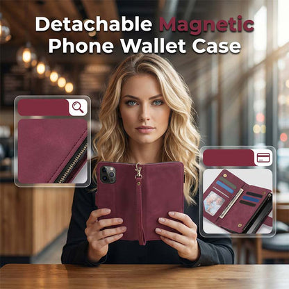 2-in-1 Magnetic PU Leather Wallet Case – Detachable, Multi Storage, Kickstand ✨