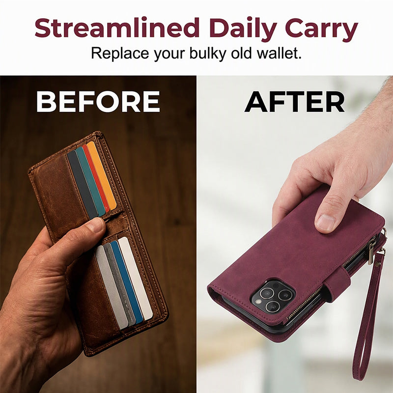 2-in-1 Magnetic PU Leather Wallet Case – Detachable, Multi Storage, Kickstand ✨