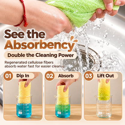 10A Antibacterial Easy-Rinse Dishcloth - Advanced Wood-Fiber Cleaning Cloth