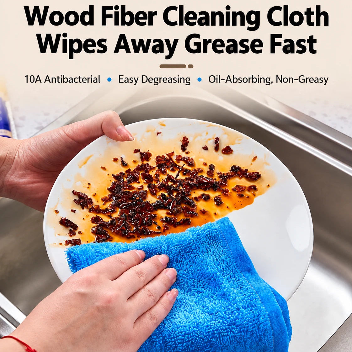 10A Antibacterial Easy-Rinse Dishcloth - Advanced Wood-Fiber Cleaning Cloth