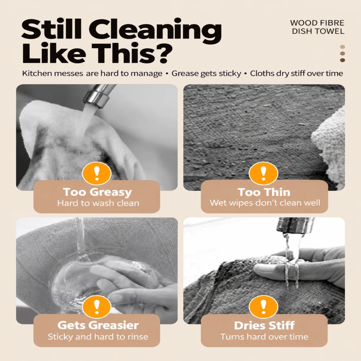10A Antibacterial Easy-Rinse Dishcloth - Advanced Wood-Fiber Cleaning Cloth