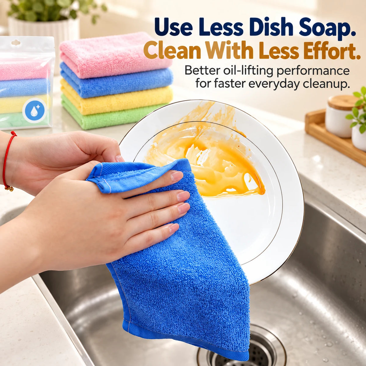 10A Antibacterial Easy-Rinse Dishcloth - Advanced Wood-Fiber Cleaning Cloth
